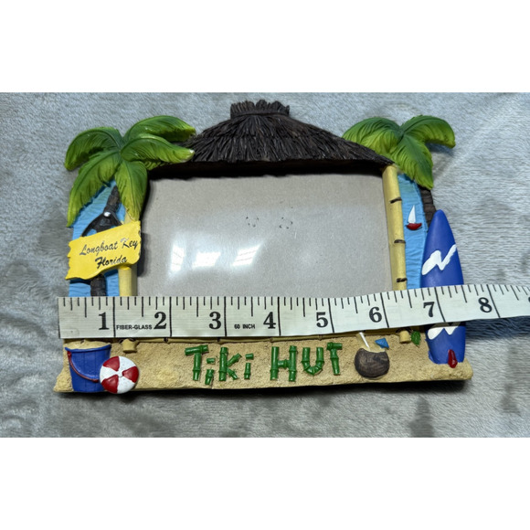 Vintage 4 x 6 Picture Frame 3D Longboat Key Florida Tiki Hut Vacation - Picture 4 of 5